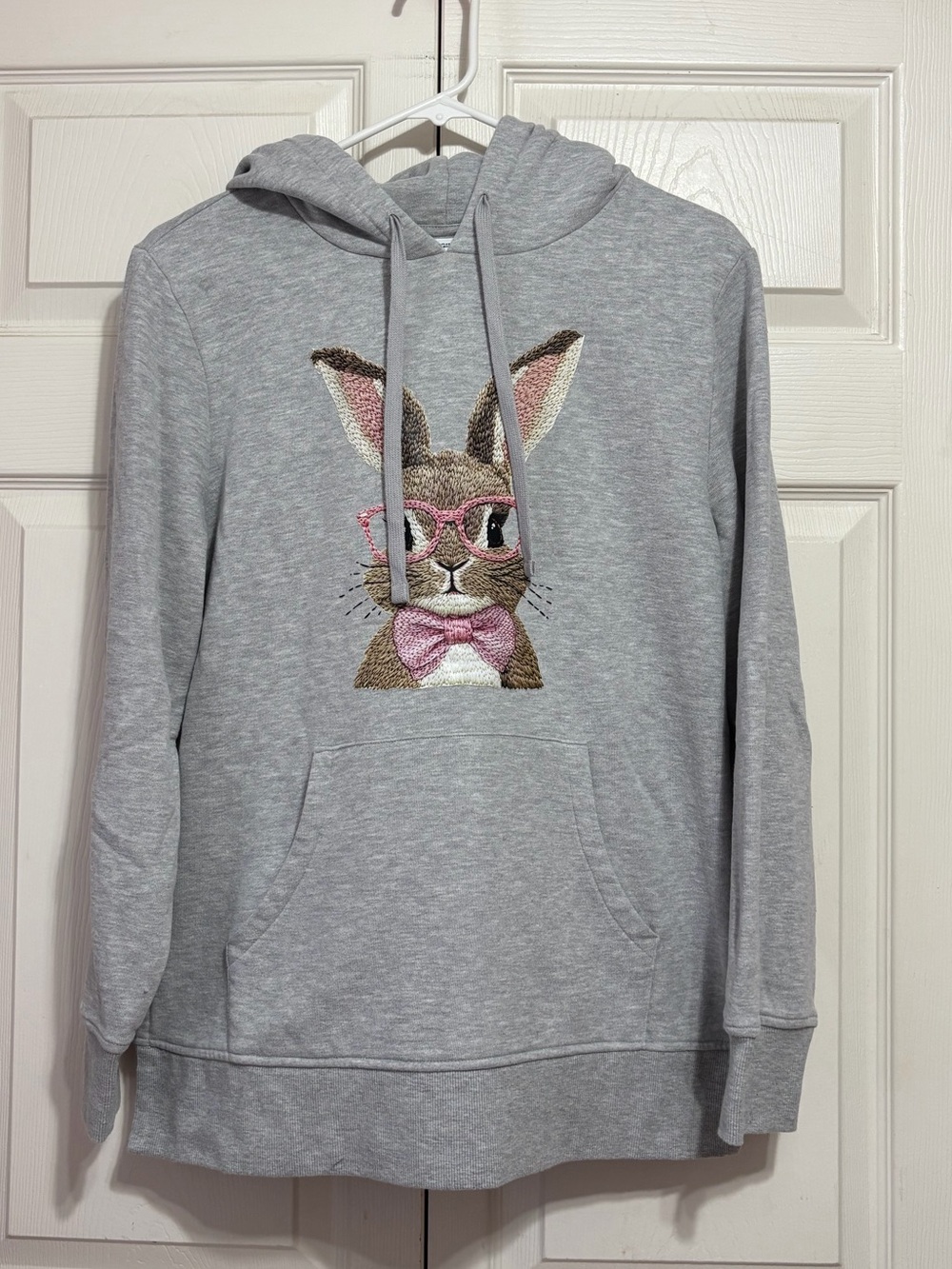 Upcycled Bunny Graphic Hoodie Sweatshirt - Women